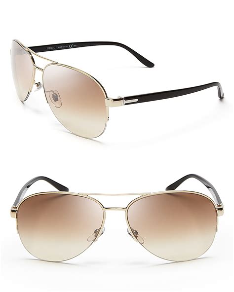 gucci semi rimless metal aviator sunglasses brown|gucci unisex aviator sunglasses.